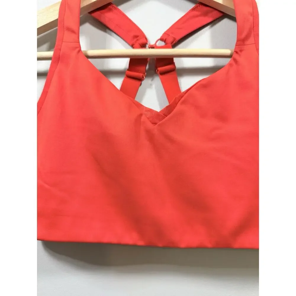 Brooks Juno High-Support Red Wireless Sports Bra 34C Crossback Adjustable Straps